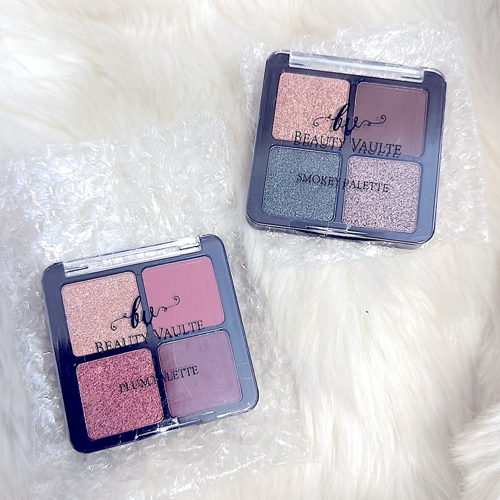 NEW 2pc Quads Beauty Vaults Cosmetics 8 Highly Pigmented Eyeshadows PLUM & SMOKY